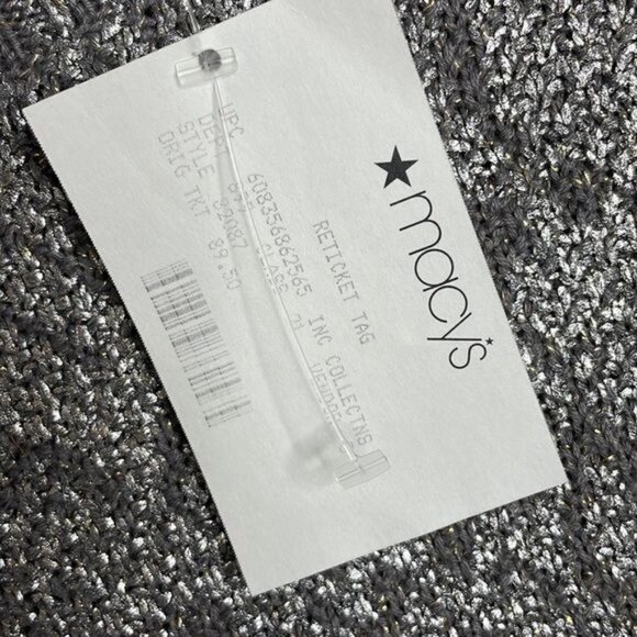 NWT INC International Concepts Size S Silver Metallic Long Tunic Sweater $90 - Picture 6 of 9